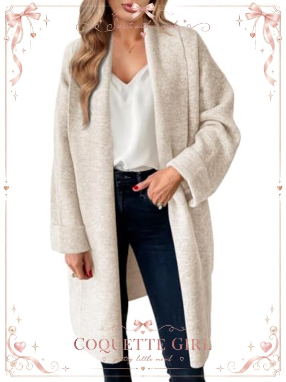 Chunky Knit Open Front Long Cardigan Oversized Slouchy Coatigan Loose Fit